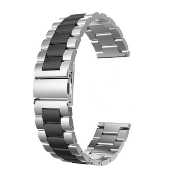 Ремешок браслет (3 звена) для часов 22 мм серебряно-черный