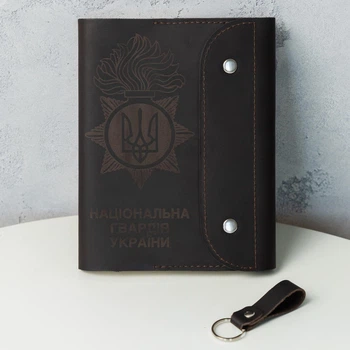 Блокнот s.a.f._handmade у шкіряній обкладинці на 2 застібки з гравіюванням