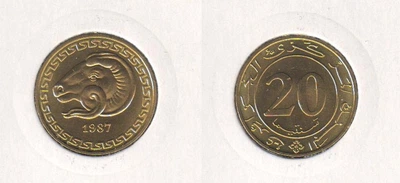 Монета Алжир 20 сантимов 1987 UNC (KM#118)