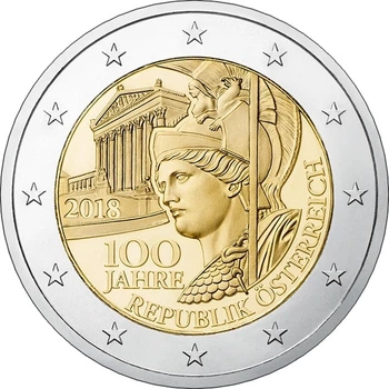 Монета Австрия 2 евро 2018 Биметалл UNC 100 лет Австрийской Республике