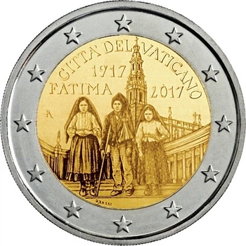 Монета Ватикан 2 євро 2017 «100-річчя явлення Діви Марії в Фатімі» UNC