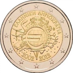 Монета Греция 2 евро 2012 Биметалл UNC 10 лет евро