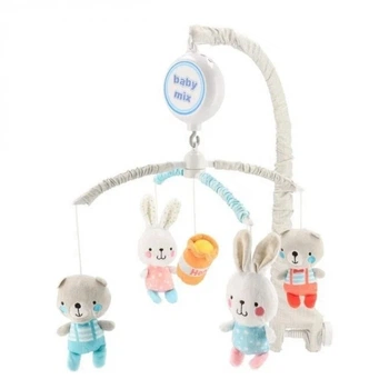 Мобіль музичний, механічний Baby Mix Ведмедики і кролики Різнобарвний