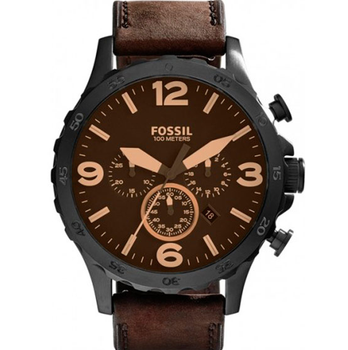 Мужские наручные часы Fossil JR1487 Черный\Коричневый кварцевые с подсветкой