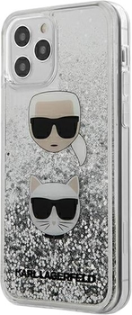 Etui Karl Lagerfeld Liquid Glitter Karl&Choupette do Apple iPhone 12/12 Pro Silver (3700740483237)