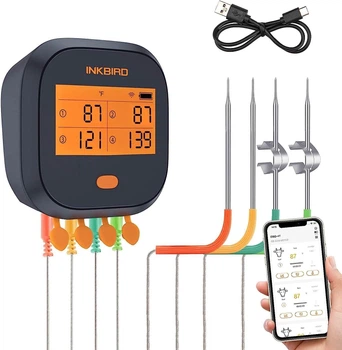 BBQ термометр Inkbird IBBQ-4T цифровий Wi-Fi на 4 щупи професійний розумний із додатком магнітний