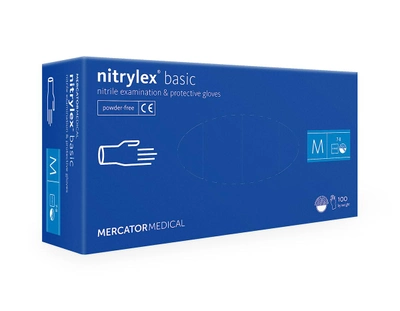 Нітрилові рукавички Nitrylex Basic сині M 50 пар