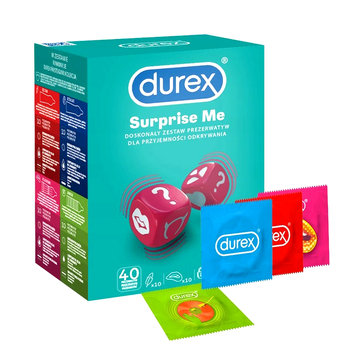 Prezerwatywy Durex Suprise Me mix dla przyjemności odkrywania 40 szt (5900627095661)