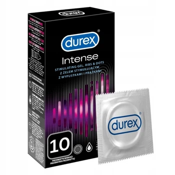 Презервативи Durex Intense зі смужками та стимулюючим гелем 10 шт (5900627068368)