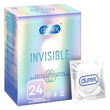 Презервативи Durex Invisible додатково зволожені тонкі 24 шт (5900627081442)