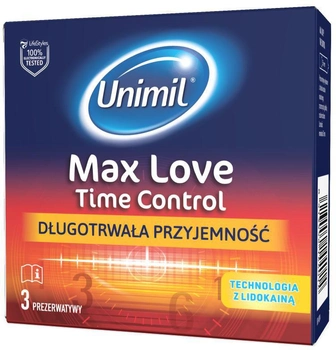 Prezerwatywy Unimil Max Love Time Control nawilżane lateksowe 3 szt (8413554144014)
