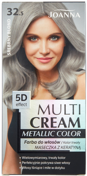 Farba do włosów Joanna Multi Cream Metallic Color 32.5 Srebrny Blond 100 ml (5901018018115)