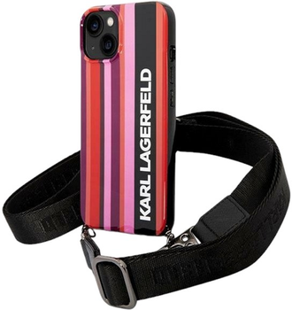Etui Karl Lagerfeld Color Stripes Strap do Apple iPhone 14 Pink (3666339094195)