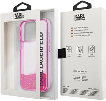 Панель Karl Lagerfeld Liquid Glitter Elong для Apple iPhone 14 Pro Max Pink (3666339091613)