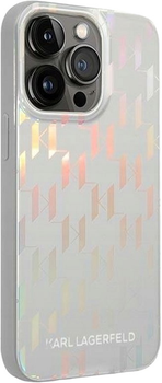 Etui Karl Lagerfeld Monogram Iridescent do Apple iPhone 14 Pro Max Silver (3666339093105)