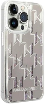 Etui Karl Lagerfeld Liquid Glitter Monogram do Apple iPhone 14 Pro Max Silver (3666339076306)