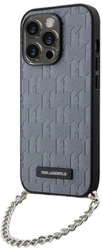 Etui Karl Lagerfeld Saffiano Monogram Chain do Apple iPhone 14 Pro Max Silver (3666339122935)
