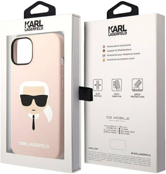 Панель Karl Lagerfeld Silicone Karl Head Magsafe для Apple iPhone 14 Light Pink (3666339078034)