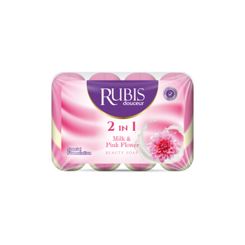 Rubis мыло 2 в 1 (4х90гр ) молоко и розовый цветок