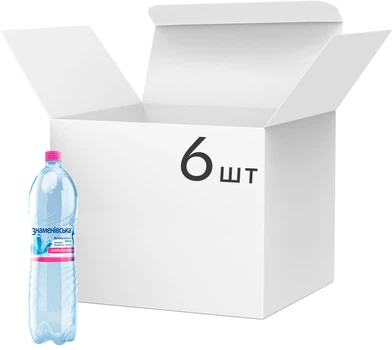 Упаковка минеральной слабогазированной воды Знаменівська 1.5 л х 6 бутылок (4820010896778)