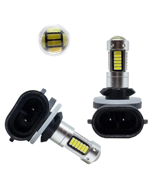 Cветодиодная лампа с цоколем H27 881 30SMD 4014 12V с линзой, обманкой и драйвером Белая (21115)