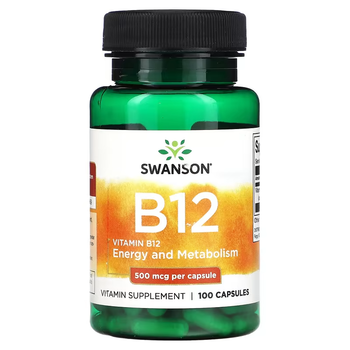 Swanson Витамин В12 (Цианокобаламин) Vitamin B-12 500мкг - 30 капсул