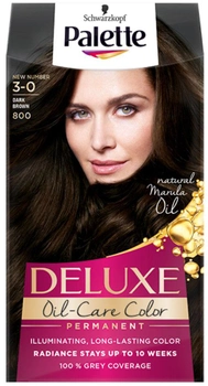 Trwała farba do włosów Palette Deluxe Oil-Care Color z mikroolejkami 800 (3-0) Dark Brown (3838824176994)