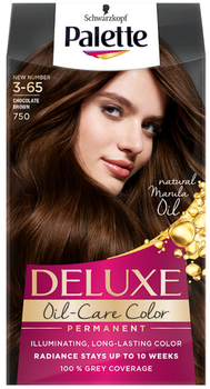 Trwała farba do włosów Palette Deluxe Oil-Care Color z mikroolejkami 750 (3-65) Chocolate Brown (3838824176932)