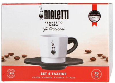 Набір Bialetti 4 чашки з чорними блюдцями (8002617032988)