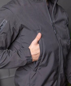 Мужской демисезонный Костюм полиция Softshell с Липучками под Шевроны черный Куртка и брюки M