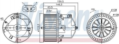 Вентилятор печі Nissens 87761 Volvo V60, V70, XC60, S80, S60, XC70; Land Rover Range Rover, Freelander LR002631, LR009739, LR010388