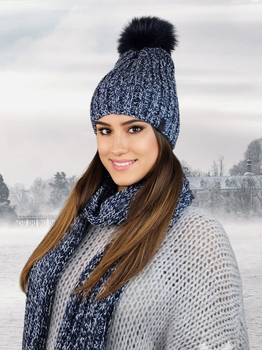 Комплект жіночий (шапка+шарф) Kamea K.22.261.12 One Size Темно-синій (5903246771398)