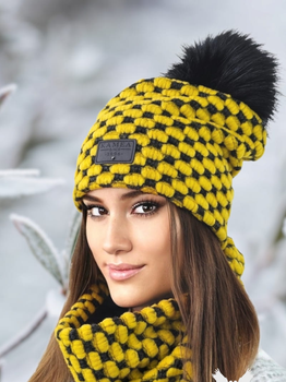 Комплект жіночий (шапка+снуд) Kamea K.23.214.25 One Size Жовтий (5903246782608)