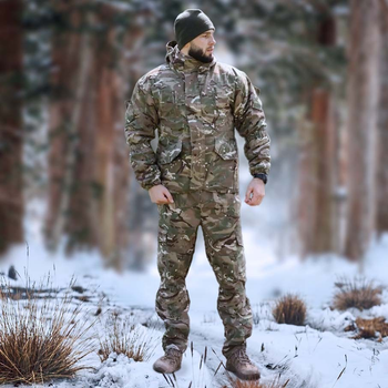 Зимний мужской костюм Рип-Стоп -20°C Утепленный бушлат и брюки Мультикам 54