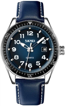 Наручные часы Skmei 9232LSIBU Silver-Blue-Leather Strap