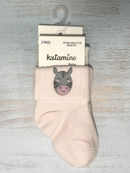 Дитячі шкарпетки Katamino Baby колір рожевий, бежевий, вік 0-6 м, розмір 17-19, 2 пари ( К44114)