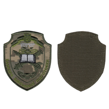 Шеврон патч на липучці Кафедра військової підготовки НТУУ "КПІ", на піксельному фоні, 7*10см.