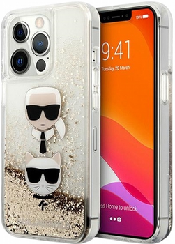 Панель CG Mobile Karl Lagerfeld Liquid Glitter Karl&Choupette Head для Apple iPhone 13/13 Pro Gold (3666339028954)