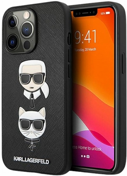 Etui CG Mobile Karl Lagerfeld Saffiano Karl&Choupette do Apple iPhone 13/13 Pro Czarny (3666339028671)