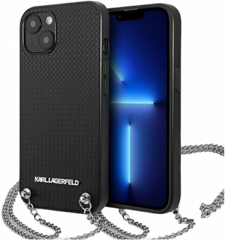 Etui CG Mobile Karl Lagerfeld Leather TextuCzerwony and Chain do Apple iPhone 13 Czarny (3666339049935)
