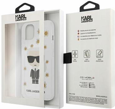 Etui CG Mobile Karl Lagerfeld Flower Iconic Karl do Apple iPhone 13 mini Przezroczysty (3666339049843)