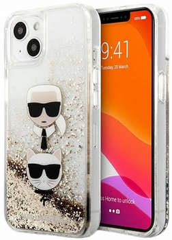 Панель CG Mobile Karl Lagerfeld Liquid Glitter Karl&Choupette Head для Apple iPhone 13 mini Gold (3666339028930)