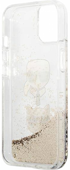 Etui CG Mobile Karl Lagerfeld Liquid Glitter Karl&Choupette Head do Apple iPhone 13 mini Zloty (3666339028930)