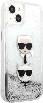 Etui CG Mobile Karl Lagerfeld Liquid Glitter Karl&Choupette Head do Apple iPhone 13 mini Srebrny (3666339028893)