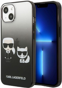 Etui CG Mobile Karl Lagerfeld Gradient Iconic Karl&Choupette do Apple iPhone 13 mini Czarny (3666339049249)