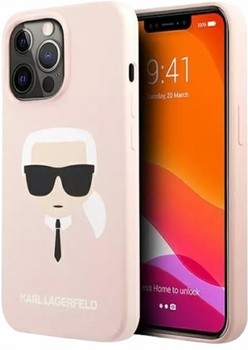 Etui CG Mobile Karl Lagerfeld Silicone Karl Head do Apple iPhone 13 Pro Max Jasnorozowy (3666339027766)