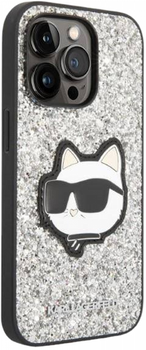 Etui CG Mobile Karl Lagerfeld Glitter Choupette Patch do Apple iPhone 14 Pro Srebrny (3666339099459)