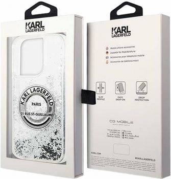 Панель CG Mobile Karl Lagerfeld Liquid Glitter RSG для Apple iPhone 14 Pro Silver (3666339085902)