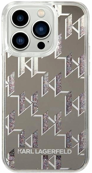 Etui CG Mobile Karl Lagerfeld Liquid Glitter Monogram do Apple iPhone 14 Pro Srebrny (3666339076290)