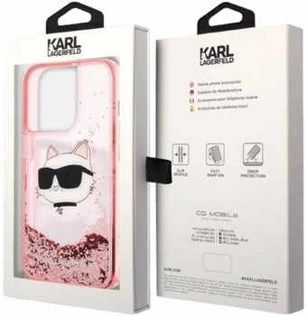 Панель CG Mobile Karl Lagerfeld Glitter Choupette Head для Apple iPhone 14 Pro Pink (3666339086985)
